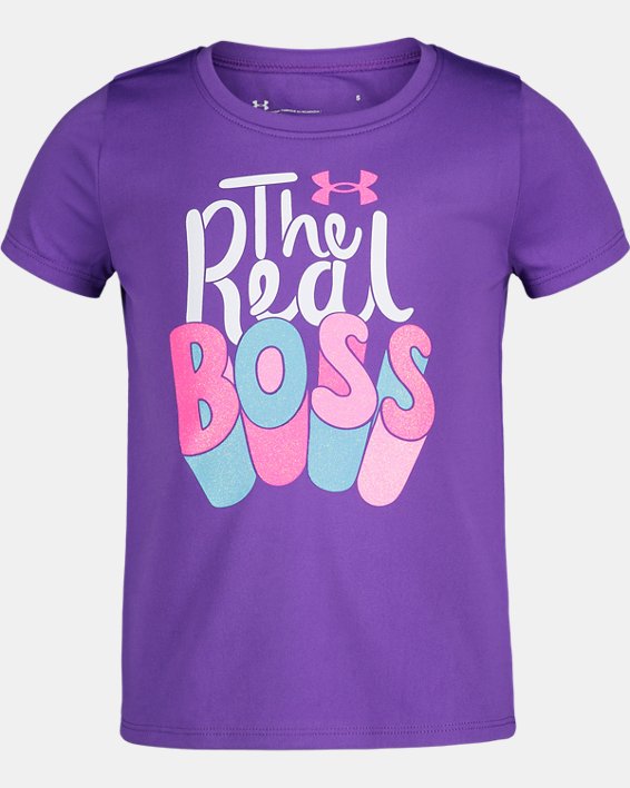 Girls' Pre-School UA Real Boss Short Sleeve, Purple, pdpMainDesktop image number 0